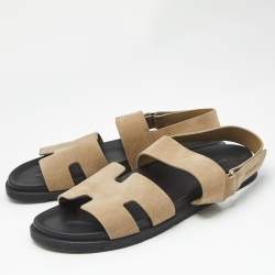 Hermes Beige Suede Genius Flat Sandals Size 44.5