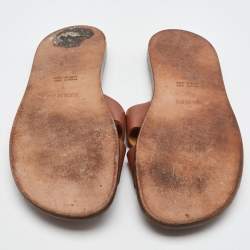 Pre Owned Hermes Brown Leather Izmir Flat Sandals Size 46