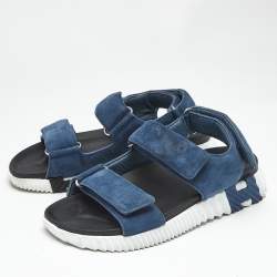 Pre Owned Hermes Blue Suede Junior Slingback Sandals Size 41