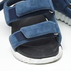 Pre Owned Hermes Blue Suede Junior Slingback Sandals Size 41