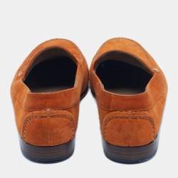 Pre Owned Hermes Orange Suede Keep Loafers Size 41