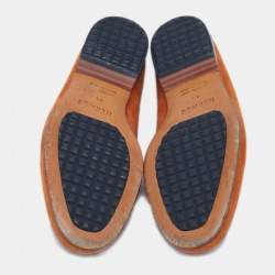 Pre Owned Hermes Orange Suede Keep Loafers Size 41