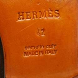 Pre Owned Hermes Chocolate Brown Suede Lucky Moccasins Size 42