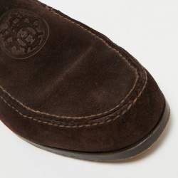 Pre Owned Hermes Chocolate Brown Suede Lucky Moccasins Size 42
