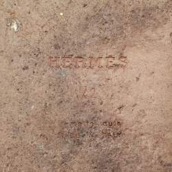 Pre Owned Hermes Brown Leather Izmir Flat Sandals Size 42