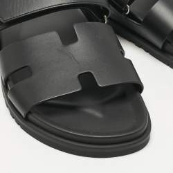 Pre Owned Hermès Black Leather Chypre Sandals Size 43