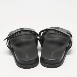 Pre Owned Hermès Black Leather Chypre Sandals Size 43