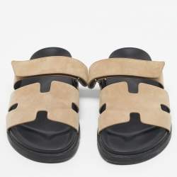Pre Owned Hermes Beige Suede Chypre Sandals Size 44