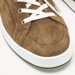 Pre Owned Hermes Brown Suede Kid Sneakers Size 40