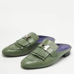 Pre Owned حذاء هيرمس ريفولي جلد أخضر مقاس 40