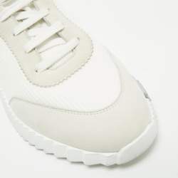 Pre Owned Hermes Grey Fabric and Suede Bouncing Lace Up Sneakers Size 42