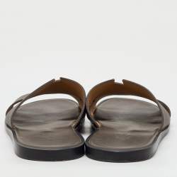 Pre Owned Hermés Ecorce Epsom Leather Izmir Flat Slides Size 43