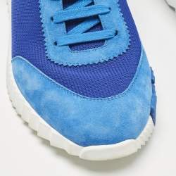 Pre Owned Hermes Blue Mesh and Suede Bouncing Sneakers Size 42
