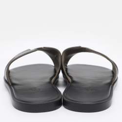 Pre Owned Hermés Black Leather Izmir Flat Slides Size 43