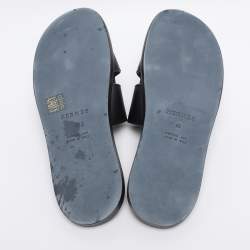 Pre Owned Hermés Black Leather Izmir Flat Slides Size 43
