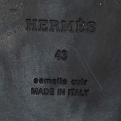 Pre Owned Hermes Brown Leather Gabriel Slide Sandals Size 43