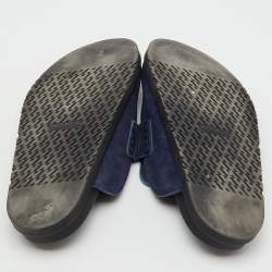 Pre Owned Hermès Navy Blue Suede Go Mules Size 43