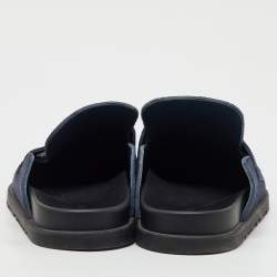 Pre Owned Hermès Navy Blue Suede Go Mules Size 43
