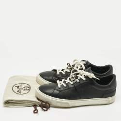 Pre Owned Hermes Black Leather Day Lace Up Sneakers Size 43