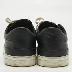 Pre Owned Hermes Black Leather Day Lace Up Sneakers Size 43