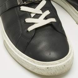 Pre Owned Hermes Black Leather Day Lace Up Sneakers Size 43