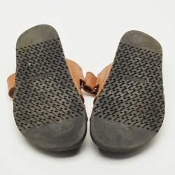 Pre Owned Hermès Brown Leather Chypre Flat Slides Size 40