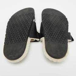 Pre Owned Hermes Black Leather Chypre Sandals Size 40.5