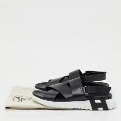 Pre Owned Hermes Black Leather Electric Sandals Size 42