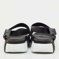 Pre Owned Hermes Black Leather Electric Sandals Size 42
