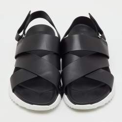 Pre Owned Hermes Black Leather Electric Sandals Size 42