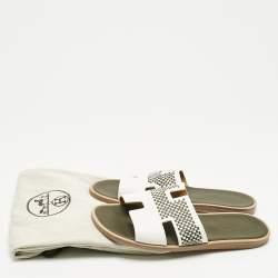 Pre Owned صندل هيرمس إزمير جلد أبيض مقاس 43