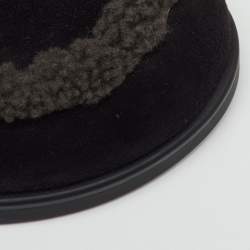 Pre Owned Hermès Black/Grey Suede and Shearling Fur Go Mules Size 41