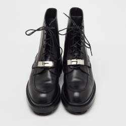 Pre Owned Hermes Black Leather Funk Ankle Boots Size 41