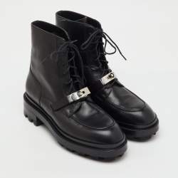 Pre Owned Hermes Black Leather Funk Ankle Boots Size 41