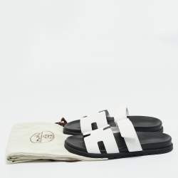 مملوكة مسبقًا صندل هيرمس كيبر جلد أبيض مقاس 43