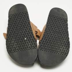 مملوكة مسبقًا Hermès Brown Leather Chypre Sandals Size 43.5
