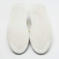 Pre Owned Hermes Yellow Knit Fabric and Leather Duel Athletic Low Top Sneakers Size 43