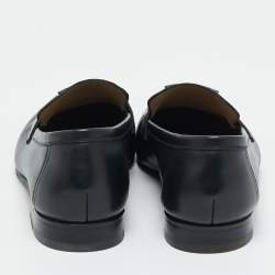 Pre Owned Hermes Black Crocodile Leather and Leather Loafers Size 41.5