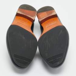 Pre Owned Hermes Black Crocodile Leather and Leather Loafers Size 41.5