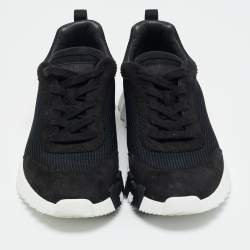Pre Owned Hermes Black Mesh and Suede Bouncing Lace Up Sneakers Size 43.5