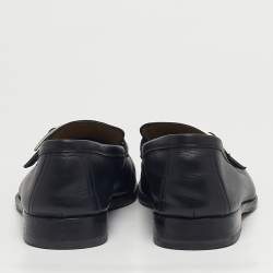Pre Owned Hermes Black Leather Monterey Loafers Size 41.5