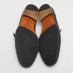 Pre Owned Hermes Black Leather Monterey Loafers Size 41.5