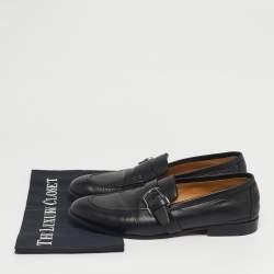 Pre Owned Hermes Black Leather Buckle Loafers Size 42