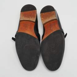 Pre Owned Hermes Black Leather Buckle Loafers Size 42