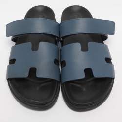 Pre Owned Hermès Blue Leather Chypre Sandals Size 43