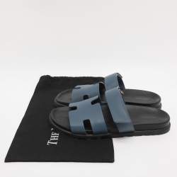 Pre Owned Hermès Blue Leather Chypre Sandals Size 43