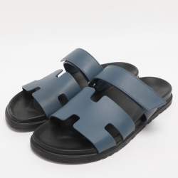 Pre Owned Hermès Blue Leather Chypre Sandals Size 43