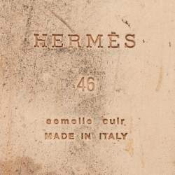 مملوكة مسبقًا Hermes Black Leather Izmir Flat Slide Sandals Size 46