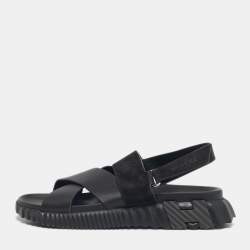 Pre Owned Hermès Black Leather and Suede Electric Sandals Size 42