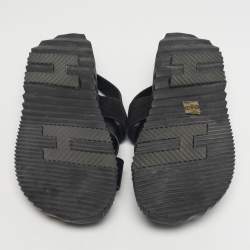 Pre Owned Hermès Black Leather and Suede Electric Sandals Size 42